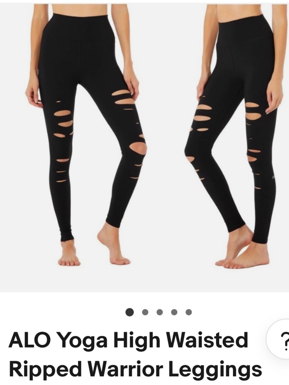 NWOT ALO Yoga Ripped Warrior leggings XS black